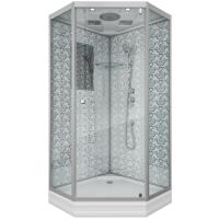 Душ.каб. NG-7702DW (1000x1000х2100) низкий поддон (15см) стенки БЕЛЫЕ 3 места