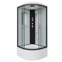 Душ.каб. NG-6709-14P (1000х1000х2150) высокий поддон(45см) стекло ПРОЗРАЧНОЕ черные профиля 4 места