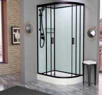 Душевая кабина Frank F411L М Black без крыши матовое стекло 110x80 см, 20055