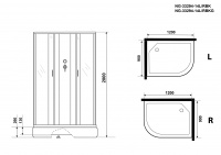 Душ.каб. NG-33294-14LBKG (1200х900х2000) средний поддон (26см) стекло МАТОВОЕ 4 места