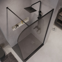 Душ. перегородка NG-689-90TBLACK (90*200) черный матовый, стекло тонированное,1 место