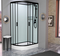 Душевая кабина Frank F418R Black без крыши 100x80 см, 914014